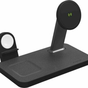 mophie - snap+ 3-in-1 wireless charging stand and Watch Adapters with MagSafe Compatibility - Black