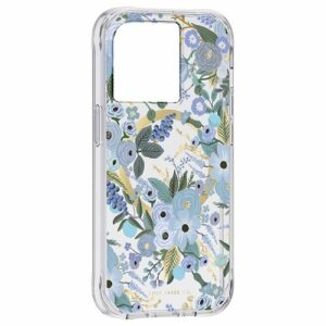 Rifle Paper - Antimicrobial Hardshell Case with MagSafe for Apple iPhone 14 Pro - Garden Party Blue