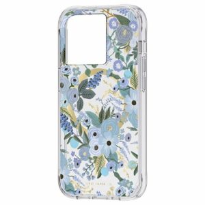 Rifle Paper - Antimicrobial Hardshell Case with MagSafe for Apple iPhone 14 Pro - Garden Party Blue