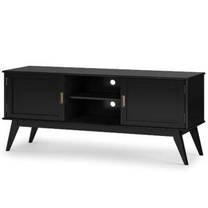 Simpli Home - Draper Mid Century Low TV Media Stand - Black