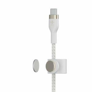 Belkin - BoostCharge Pro Flex Braided Silicone USB-C to Lightning Cable 6.6FT, MFi-Certified Charging Cable with Cable Clip - White