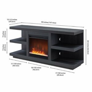 Camden&Wells - Maya Crystal Fireplace TV Stand for Most TVs up to 65" - Charcoal Gray