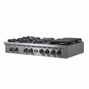 Forno Appliances - Spezia 48" Built-In Gas Cooktop with 8 Sealed Brass Burners and LP Conversion Kit - Stainless Steel