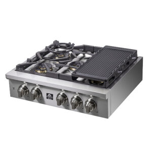 Forno Appliances - Spezia 30" Built-In Gas Cooktop with 5 Sealed Brass Burners and LP Conversion Kit - Stainless Steel