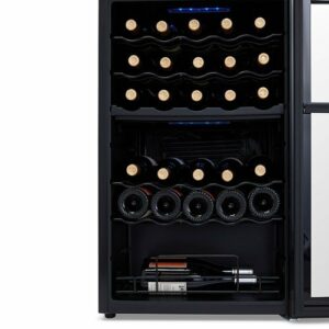 NewAir - 33-Bottle Dual Zone Wine Cooler with Mirrored Double-Layer Glass Door & Compressor Cooling, Digital Temperature Control - Black