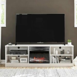 Ameriwood Home - Noble 65” TV Stand with Electric Fireplace - Ivory Oak