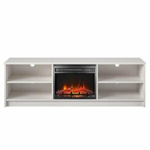 Ameriwood Home - Noble 65” TV Stand with Electric Fireplace - Ivory Oak