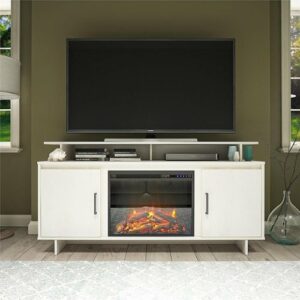 Ameriwood Home - Merritt Avenue Fireplace TV Console (74") - Ivory Oak