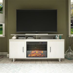 Ameriwood Home - Merritt Avenue Fireplace TV Console (74") - Ivory Oak