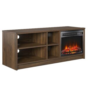 Ameriwood Home - Noble Asymmetrical 55“ TV Stand w/Fireplace - Walnut