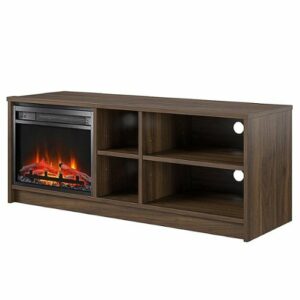 Ameriwood Home - Noble Asymmetrical 55“ TV Stand w/Fireplace - Walnut