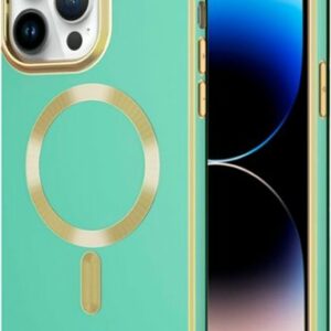 AMPD - Gold Bumper Soft Case with MagSafe for Apple iPhone 14 Pro - Light Green