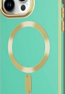 AMPD - Gold Bumper Soft Case with MagSafe for Apple iPhone 14 Pro - Light Green