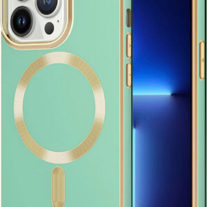 AMPD - Gold Bumper Soft Case with MagSafe for Apple iPhone 13 Pro Max / iPhone 12 Pro Max - Light Green