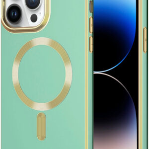 AMPD - Gold Bumper Soft Case with MagSafe for Apple iPhone 14 Pro Max - Light Green