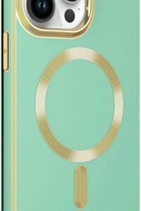 AMPD - Gold Bumper Soft Case with MagSafe for Apple iPhone 14 Pro Max - Light Green