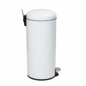 Honey-Can-Do - Retro Metal Kitchen Step Trash Can with Lid - White