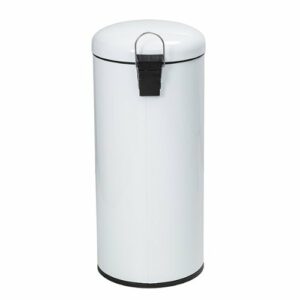 Honey-Can-Do - Retro Metal Kitchen Step Trash Can with Lid - White