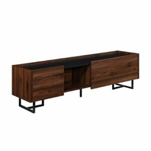 Walker Edison - Contemporary Low TV Stand for TVs up to 65” - Dark Walnut