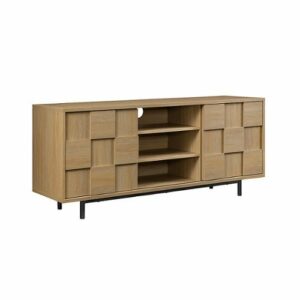 Walker Edison - Modern Checkered TV Cabinet for TVs up to 55” - Coastal Oak