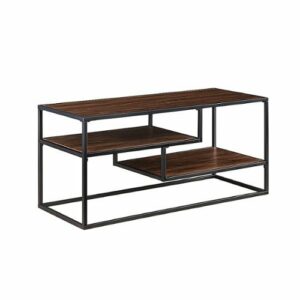 Walker Edison - Industrial TV Stand - Dark Walnut