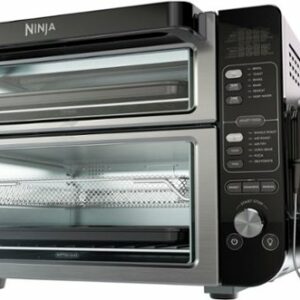 Ninja - 12-in-1 Smart Double Oven, FlexDoor, Smart Thermometer, Smart Finish, Rapid Top Oven, Convection & Air Fry Bottom Oven - Stainless Steel/Black