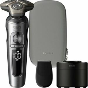 Philips Norelco S9000 Prestige Rechargeable Wet & Dry Shaver with Precision Trimmer and Premium Case, SP9841/84 - Light Brushed Chrome