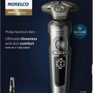 Philips Norelco S9000 Prestige Rechargeable Wet & Dry Shaver with Precision Trimmer and Premium Case, SP9841/84 - Light Brushed Chrome