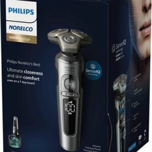 Philips Norelco S9000 Prestige Rechargeable Wet & Dry Shaver with Precision Trimmer and Premium Case, SP9841/84 - Light Brushed Chrome