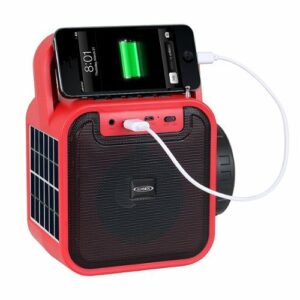 Jensen - Portable Bluetooth Rechargeable Speaker w/ Built-in Emergency USB Charging Port - Black/Red