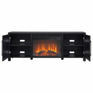 Camden&Wells - Chabot Log Fireplace for Most TVs up to 75" - Black Grain