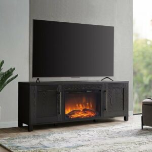 Camden&Wells - Chabot Log Fireplace for Most TVs up to 75" - Black Grain