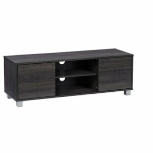 CorLiving - Hollywood Wood Grain TV Stand with Doors for Most TVs up to 55" - Dark Grey