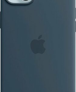 Apple - iPhone 15 Plus Silicone Case with MagSafe - Storm Blue