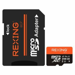 Rexing - 256GB MicroSDXC UHS-3 Full HD Video High Speed Transfer Monitoring SD Card with Adapter