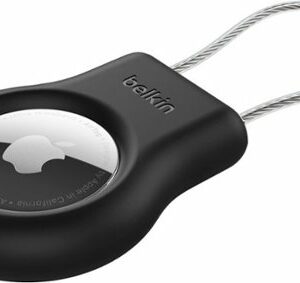 Belkin - Secure Holder with Cable, Lock & Protect, Durable Scratch Resistant Case, Keychain for Apple AirTag - Black