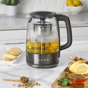 Sur La Table - Glass Kettle with Auto Infuser - Pepper Black