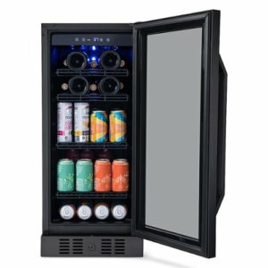 NewAir - 15” FlipShelf 33-Bottle or 80-Can Beverage Cooler with Reversible Shelves