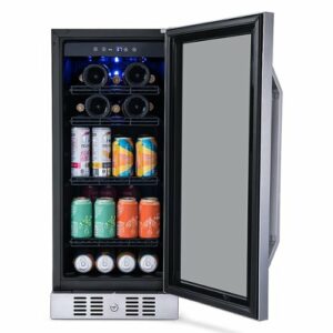 NewAir - 15” FlipShelf 33-Bottle or 80-Can Beverage Cooler with Reversible Shelves