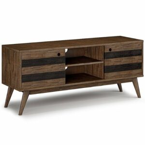 Simpli Home - Clarkson acacia wood 60 inch Wide Mid Century Design TV Media Stand in  Natural Aged Brown For TVs upto 65 inches - Rustic Natural Aged Brown