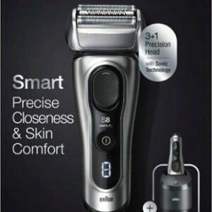 Braun - Series 8 Rechargeable Wet/Dry Electric Shaver 8457cc with Precision Trimmer - Smart Clean Center - Silver