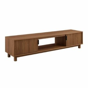 Walker Edison - 70" Mid-Century Modern Fluted-Door TV Stand for TVs up to 80" - Mocha