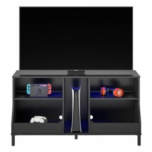 Ntense - Falcon Youth Gaming TV Stand with LED Lights for TVs up to 80" - Black