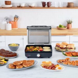 Ninja - Sizzle Smokeless Countertop Indoor Grill & Griddle with Interchangeable Grill and Griddle Plates - Gray/Silver