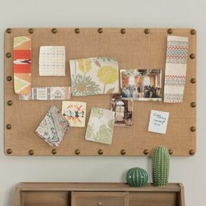 Linon Home Décor - Reis Medium Burlap Nailhead Bulletin Board - Natural