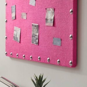 Linon Home Décor - Reis 24" x 36" Burlap Nailhead Bulletin Board - Hot Pink