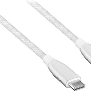 Insignia™ - 4' USB-C to USB-C Charge-and-Sync Cable with Braided Jacket - White