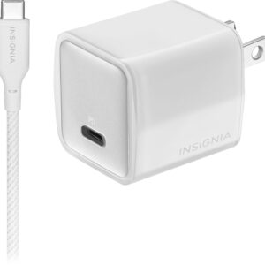 Insignia™ - 30W USB-C Foldable Compact Wall Charger Bundle with 6’ USB-C to C cable for Smartphones, Tablets and More - White