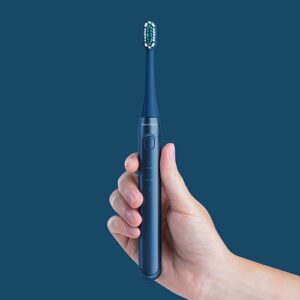 AquaSonic - Icon Rechargeable Power Toothbrush | Magnetic Holder & Slim Travel Case - Navy