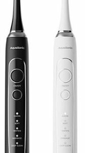 AquaSonic - Elite Duo Series Electric Toothbrush Set - White and Black